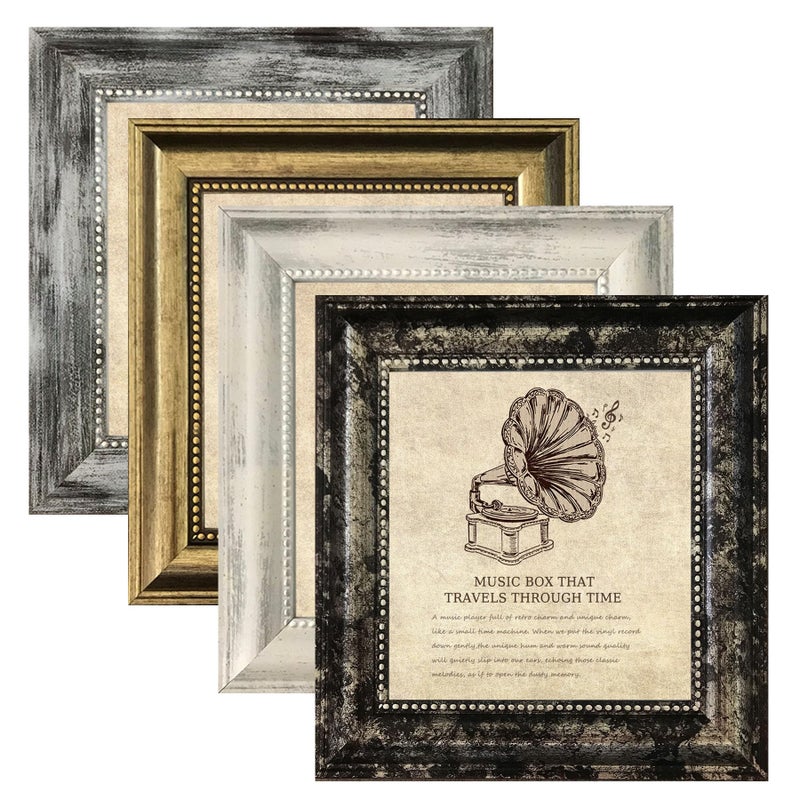 TKYGU 5x5 Picture Frames Set of 4- Rustic Retro Photo Frame with Real Glass Wall Mount and Tabletop Display Family Friends Wedding Gift - Image 4