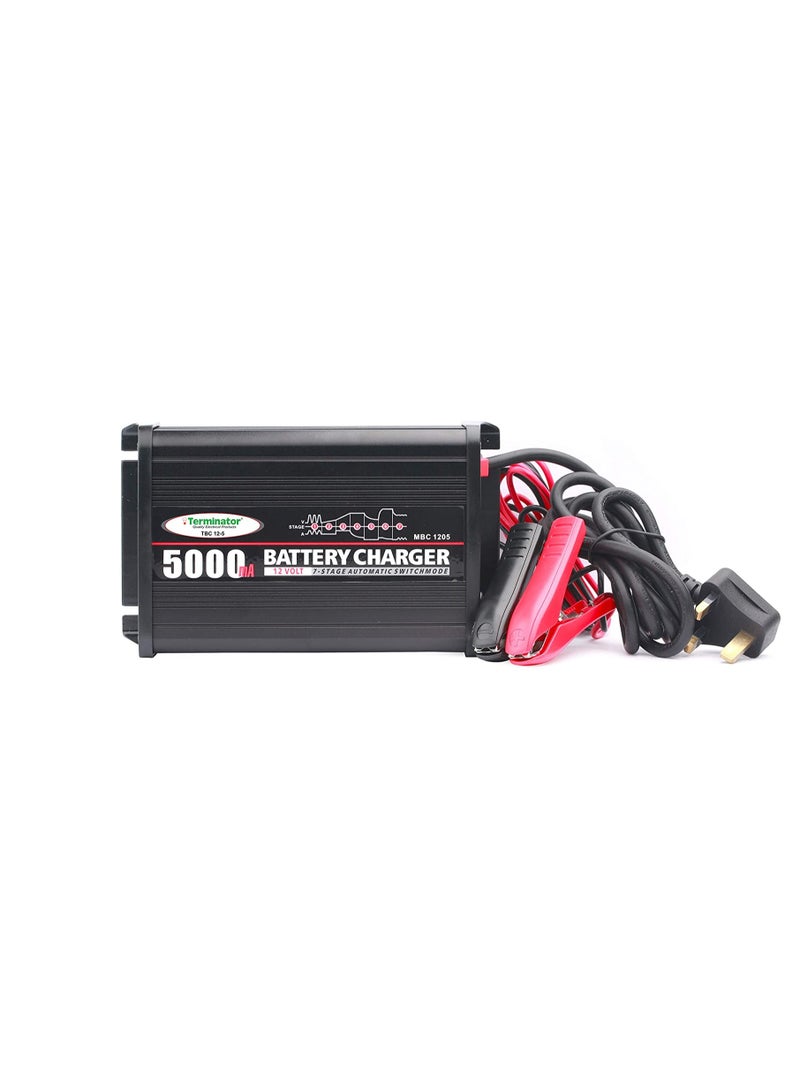 Terminator 5000mA 12V 5Amp 7 Stage Automatic CPU Controlled & High Frequency Switch Mode Battery Charger Suitable for More Types of Batteries TBC12V 5 - Image 1