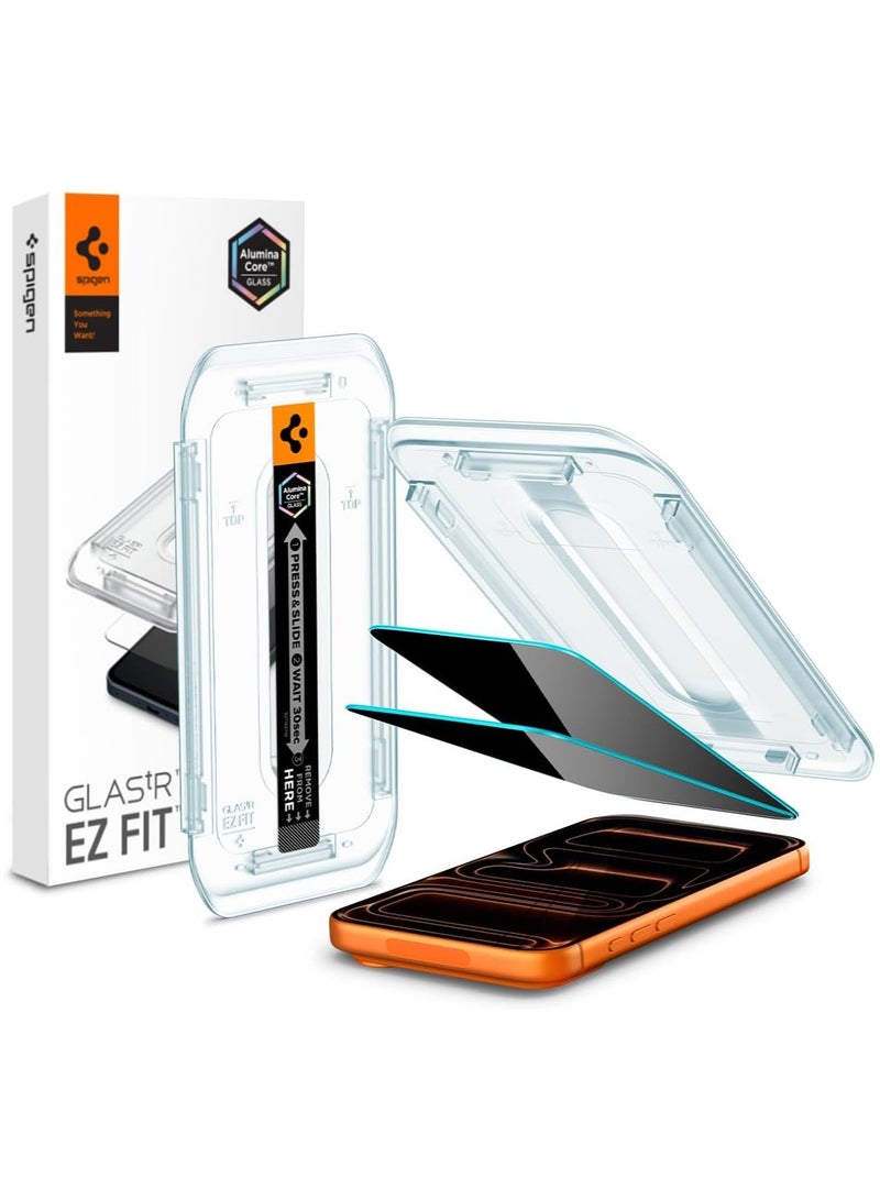 Spigen حماية شاشة GLAStR EZ Fit لجهاز iPhone 17 Pro Max / 16 Pro Max للخصوصية [عبوة 2] زجاج مقسى ممتاز بتقنية المحاذاة التلقائية - عبوة 2 - Image 1