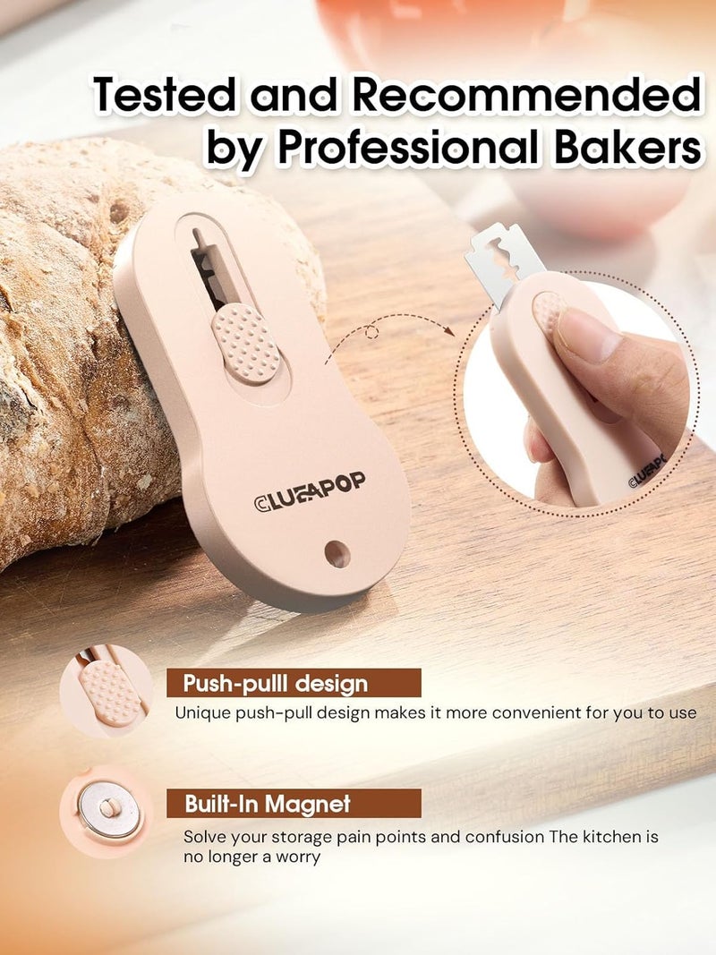 CLUEAPOP Bread Lame, Extractable & Magnetic Bread Lame Dough Scoring Tool - Professional Sourdough Scoring Tool - Sourdough Bread Baking & Bread Scoring Tool - Scoring Patterns Booklet & 5 Razor Blades - Image 4