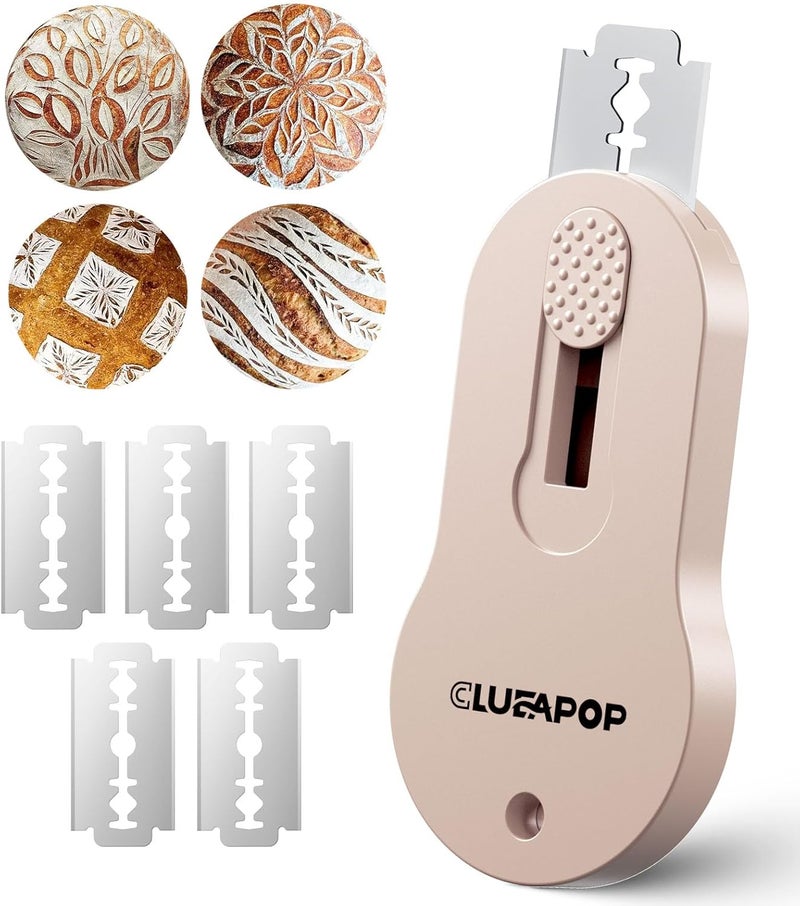 CLUEAPOP Bread Lame, Extractable & Magnetic Bread Lame Dough Scoring Tool - Professional Sourdough Scoring Tool - Sourdough Bread Baking & Bread Scoring Tool - Scoring Patterns Booklet & 5 Razor Blades - Image 1