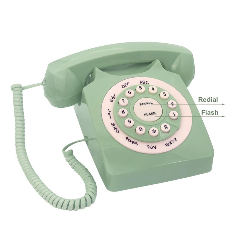 TelPal Retro Corded Landline Phone, TelPal Classic Vintage Old Fashion Telephone for Home & Office, Wired Home Phone Gift for Seniors (Green) - Image 3