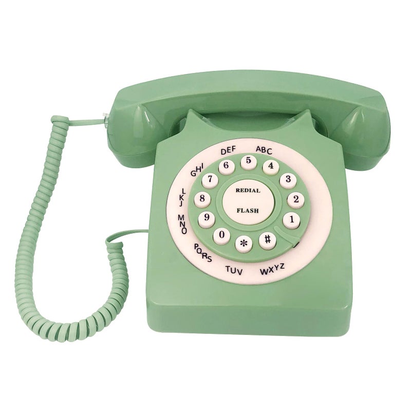 TelPal Retro Corded Landline Phone, TelPal Classic Vintage Old Fashion Telephone for Home & Office, Wired Home Phone Gift for Seniors (Green) - Image 1