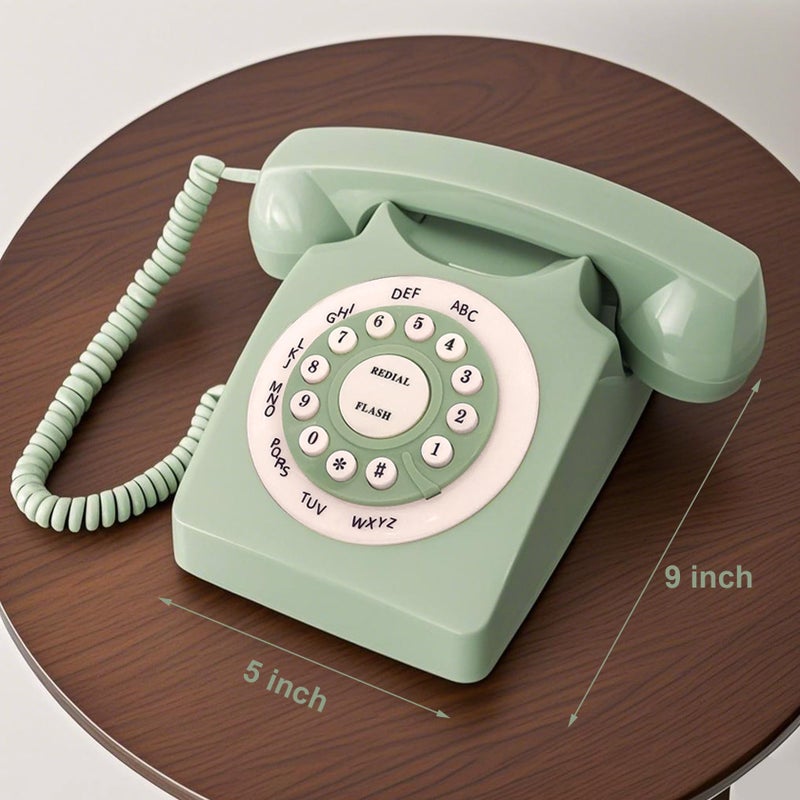 TelPal Retro Corded Landline Phone, TelPal Classic Vintage Old Fashion Telephone for Home & Office, Wired Home Phone Gift for Seniors (Green) - Image 2