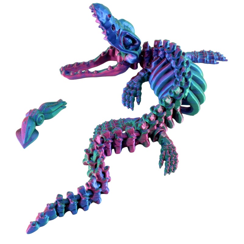 PowerTRC 3D Printed Skeleton Mosasaurus â€“ Prehistoric Collectible Articulating Dinosaur 3D Figurine Desk Decoration for Teens and Adults, Made in USA - Image 1
