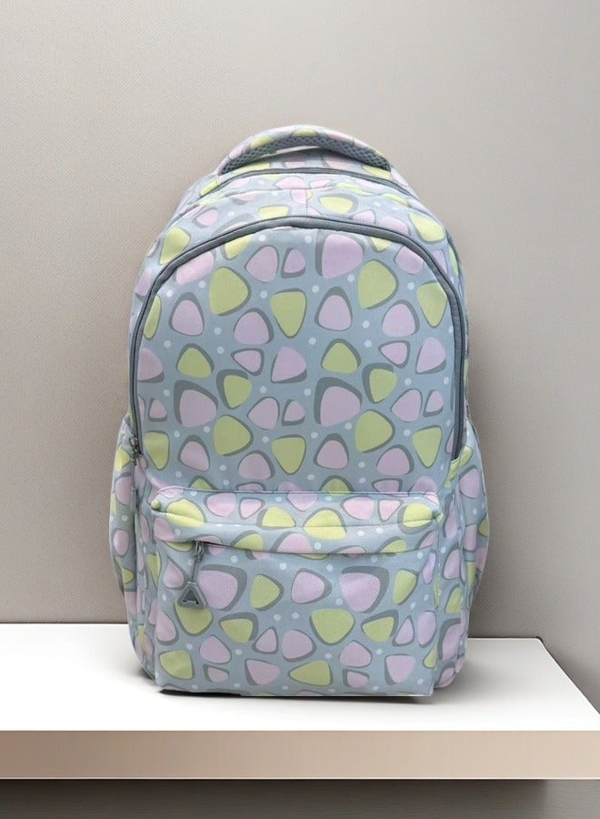 Beautiful Pastel - Hued Speckled Geometric Print School Backpack  - Image 2