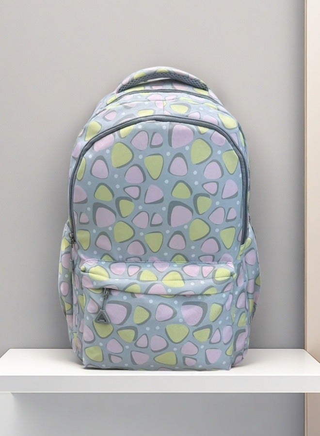 Beautiful Pastel - Hued Speckled Geometric Print School Backpack  - Image 1