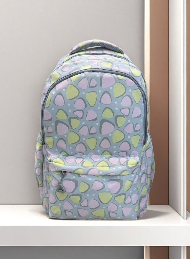 Beautiful Pastel - Hued Speckled Geometric Print School Backpack  - Image 3