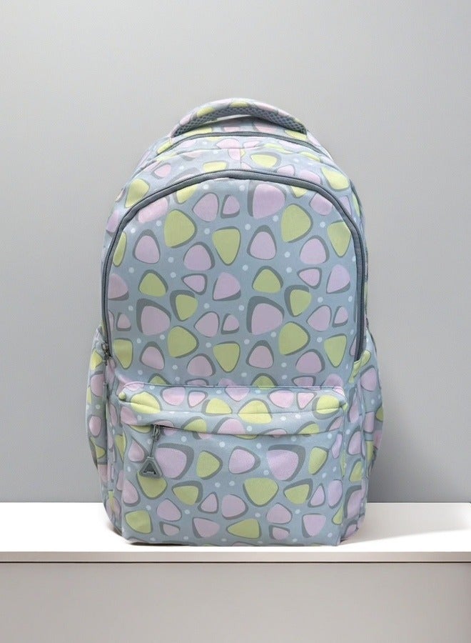 Beautiful Pastel - Hued Speckled Geometric Print School Backpack  - Image 4