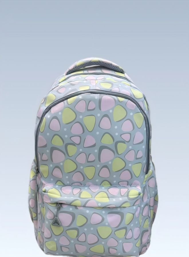 Beautiful Pastel - Hued Speckled Geometric Print School Backpack  - Image 5