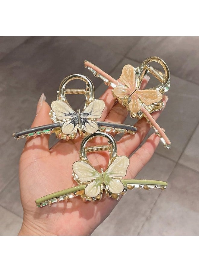 Samyak Butterfly Hair Claws Set Of 2 Pcs Hair Clips For Women & Girls Multicolor Metallic Hair Clutch Clamp Accessory Set,Random Colors (Solid) - Image 2