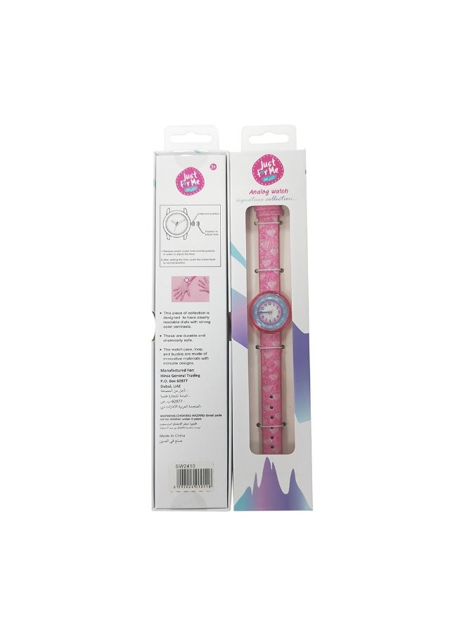 Just for Me Just For Me Pink Glitter Heart Analog Watch with Fabric Strap 