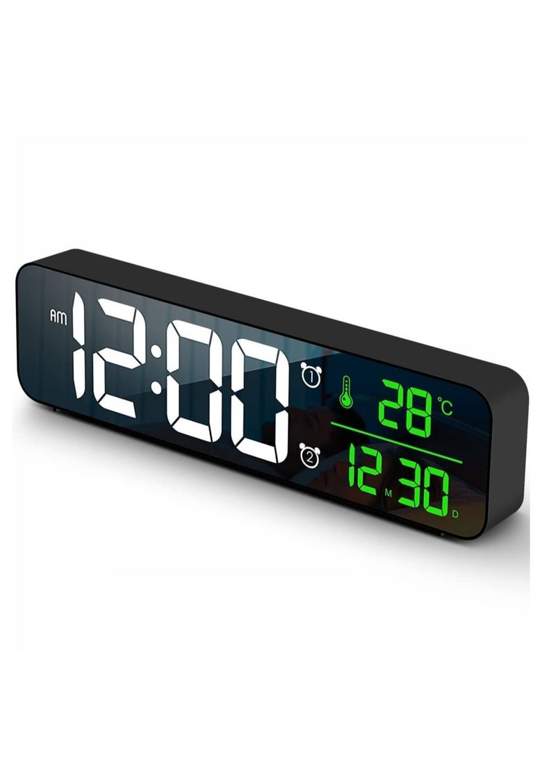 Captaintech Digital Clock Large Display Alarm Clock for Living Room Office Bedroom Decor LED Electronic Date Temp Display Wall Electric Clocks Automatic Brightness Dimmer Smart Cool Modern Desk Accessories Black - Image 1