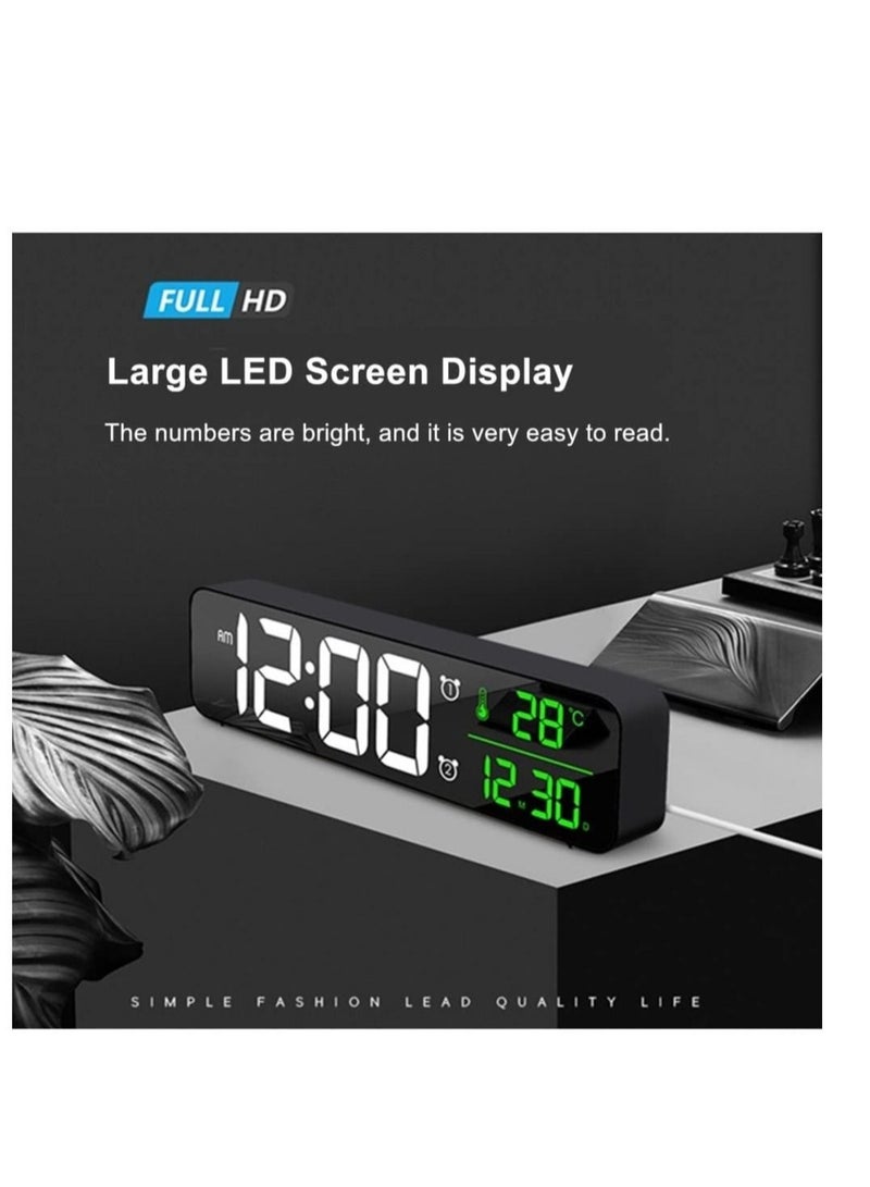 Captaintech Digital Clock Large Display Alarm Clock for Living Room Office Bedroom Decor LED Electronic Date Temp Display Wall Electric Clocks Automatic Brightness Dimmer Smart Cool Modern Desk Accessories Black - Image 2