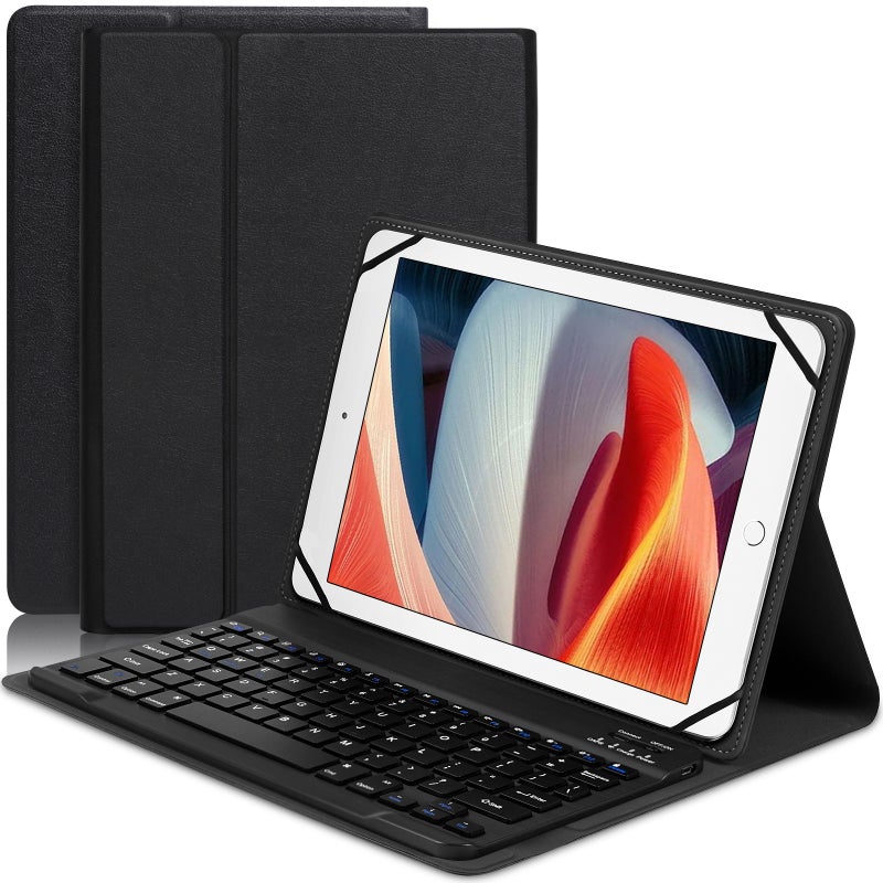 BT keyboard universal 9-inch to 11 inch tablet keyboard protective case BT keyboard+leather case - Image 1
