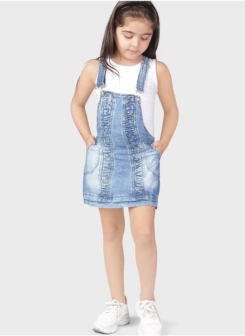 THE VANCA - Kids Top & Pinafore Denim Dress Set - Image 1