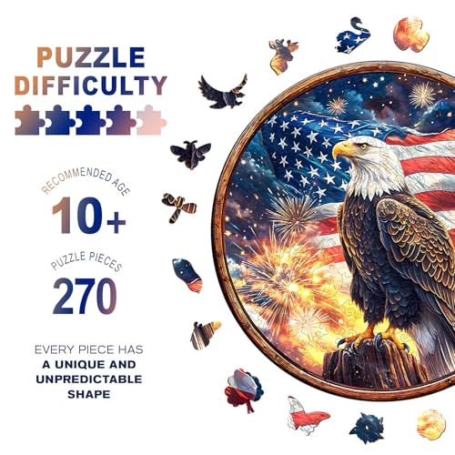 Purdicra Wooden Puzzles for Adults Eagles Pride Wooden Jigsaw Puzzle Unique Animal Shaped Wood Puzzles Adult Christmas Birthday Gifts for FriendsFamily Home Decor 270pcs - Image 5