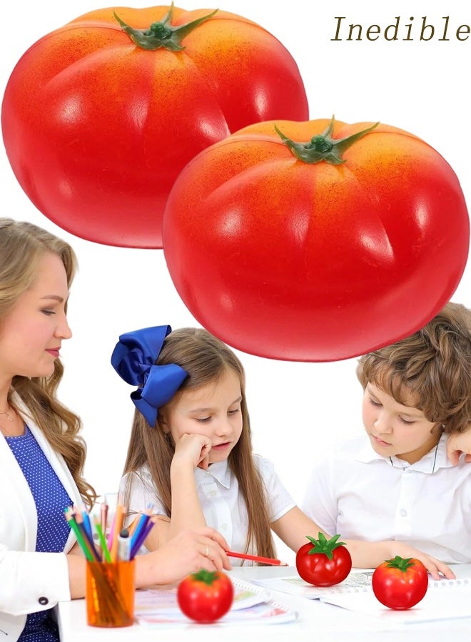 2Pcs Realistic Fake Tomatoes Foam Plastic Vegetables Home Kitchen Shop Decor Photography Props - Image 1