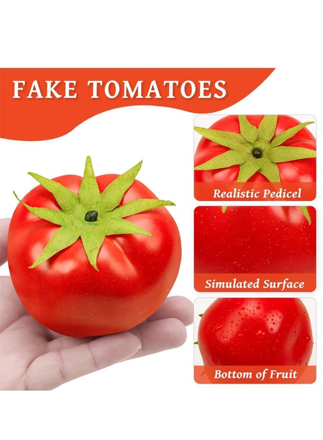 2Pcs Realistic Fake Tomatoes Foam Plastic Vegetables Home Kitchen Shop Decor Photography Props - Image 3