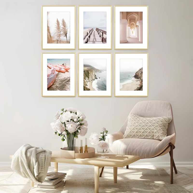 ATOBART مجموعة إطارات صور 30×40 سم من قطعتين، عرض صور A4 (21×30 سم) مع حشوة أو 30×40 سم بدون حشوة، إطارات صور لجدار المعرض، ذهبي، ألومنيوم - Image 3