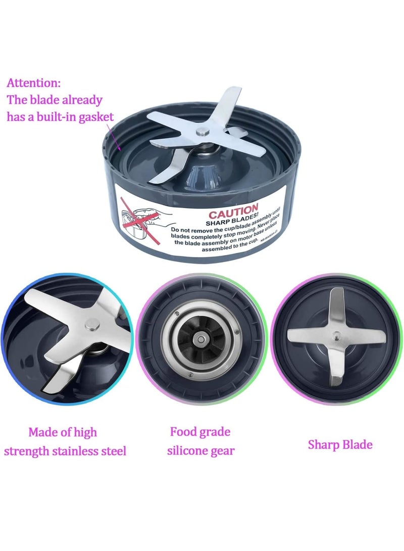 SYOSI [UPGRADE] Blender Blade Replacement, Stainless Steel Replacement Parts & Accessories, Replacement Blade Parts with Extractor Blade Gasket and Gear for Nutribullet 600W 900W Blender (8 Piece) - Image 2