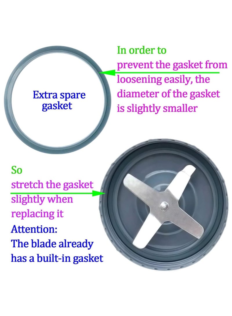 SYOSI [UPGRADE] Blender Blade Replacement, Stainless Steel Replacement Parts & Accessories, Replacement Blade Parts with Extractor Blade Gasket and Gear for Nutribullet 600W 900W Blender (8 Piece) - Image 5