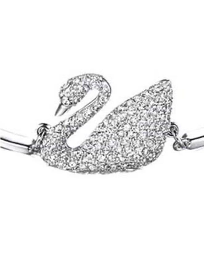 Silver Plated Rhinestone Swan Designed Bracelet, Swan Crystal Bracelet, Jewelry Collection, Clear Crystals On Tone Finish, Platinum Necklaces for Girls with Birthday Gift, Graduation Gifts  - Image 3