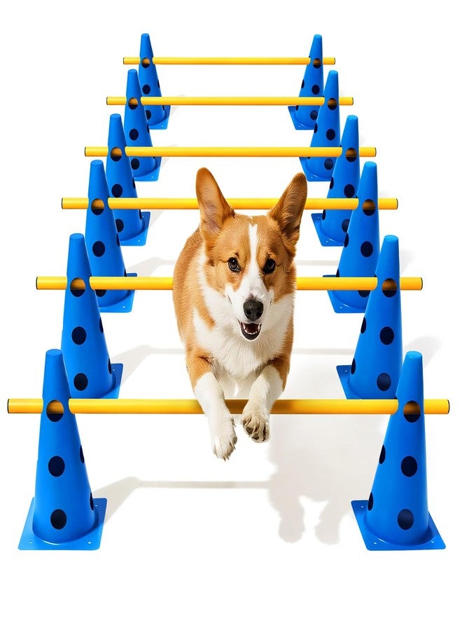 Lupar Dog Agility Course Backyard Set, Dog Agility Hurdle Cone Set with Height Adjustable Crossbar for Rehabilitation & Beginners, Dog Agility Equipment for Dog Obstacle Course - 12 Inch - Image 1