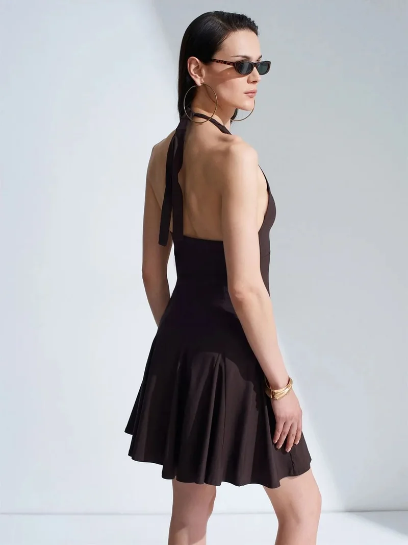 ديلفين Dilvin Halter Neck Skater Mini Dress