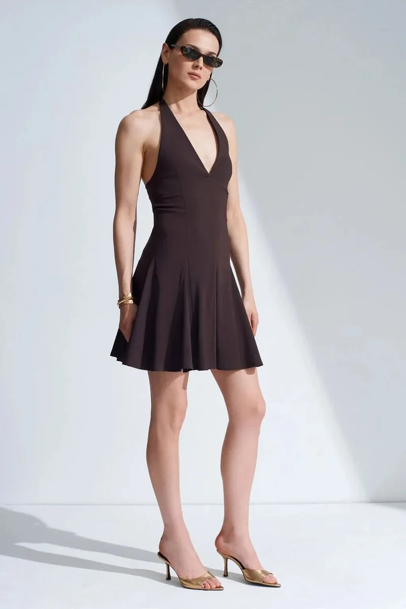 ديلفين DILVIN Halter Neck Skater Mini Dress