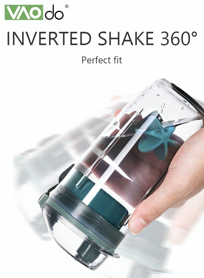 VAOdo 400ML Sport Water Bottle, BPA-Free Water Cup with Lid and Filter, Milkshake Protein Mixing Cup Grey - Image 5