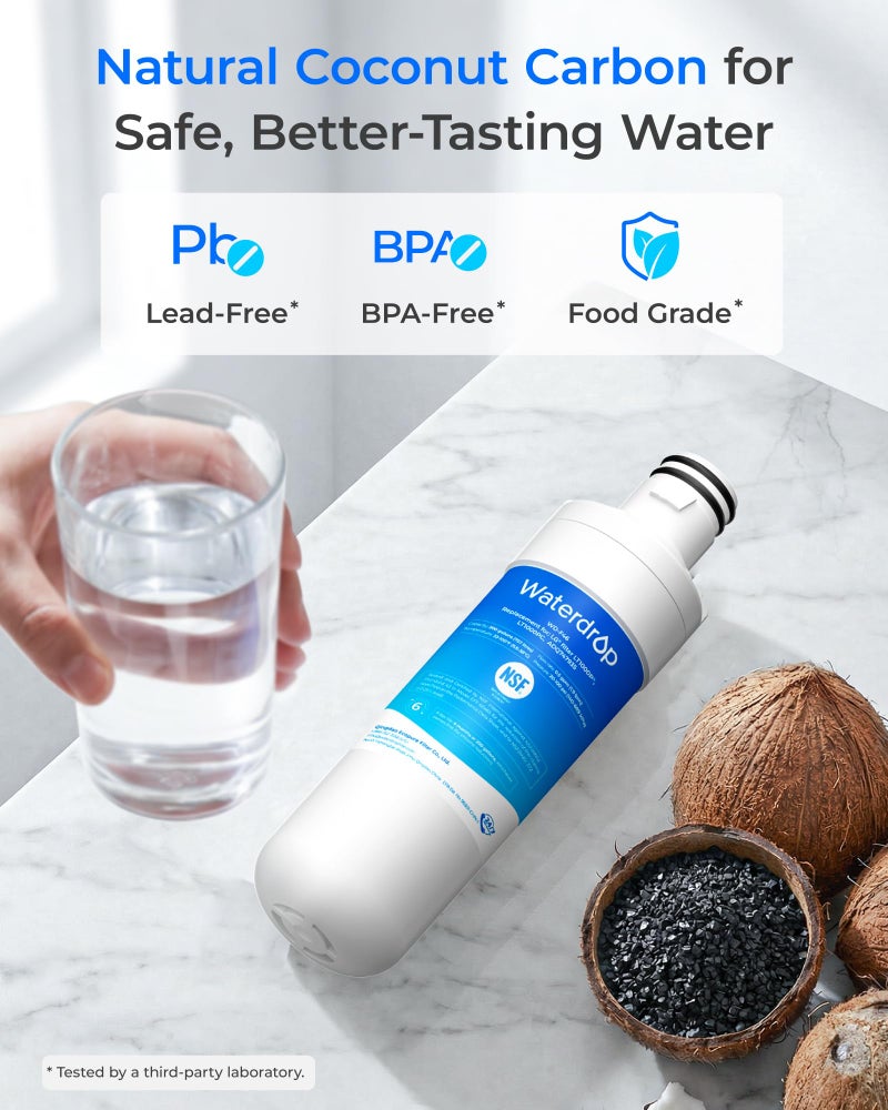 Waterdrop LT1000PC ADQ747935 Refrigerator Water Filter and Air Filter, Replacement for LGÂ® LT1000PÂ®, LMXS28626S, LFXS26973S, LFXS26596S, LFXS28596S, ADQ74793501, ADQ74793502 and LT120FÂ®, 2 Combo - Image 5