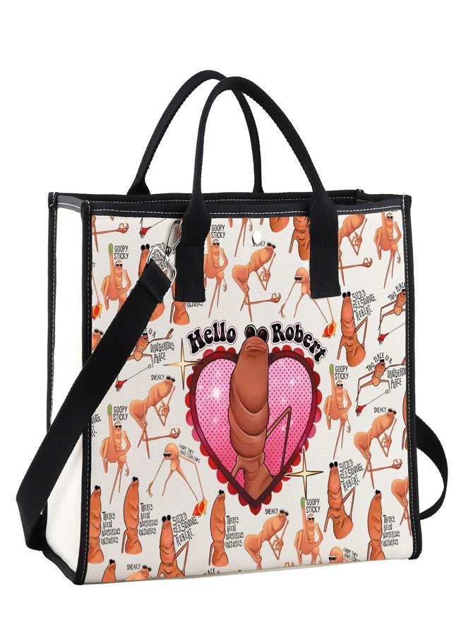 WUSUANED Funny Worm Tote Bag Cartoon Meme Gift Worm Character Lover Gift Hello Robert Bag (Funny Worm Bag TB) - Image 1