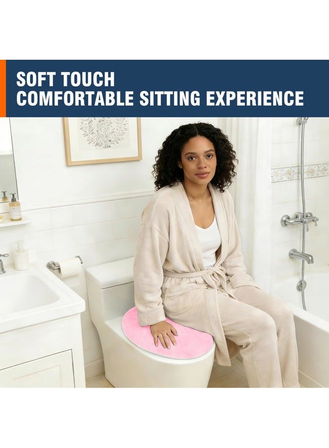 lanseyixiu Soft Plush Toilet Lid Cover for Bathroom, Machine Washable Toilet Seat Covers, Fits Most Round Elongated and Oblong Lids, Easy Installation& Cleaning (Pink) - Image 4