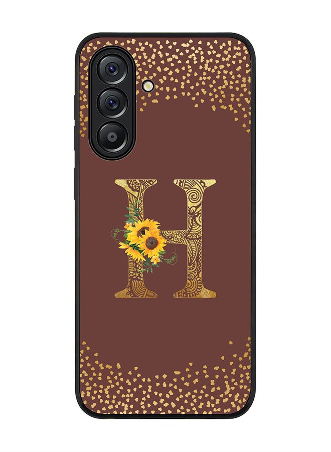 Stylizedd For Samsung Galaxy A36 5G Case,Slim fit Camera Protection, Shockproof Thin Phone cover  - Custom Floral Monogram - H  (Brown ) - Image 1