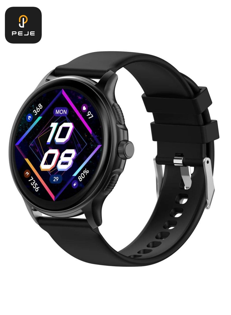 PEJE Smart Watch 1.43" 446x446 DPI Resolution AMOLED Display, 7 Days Battery, IP68 Waterproof, 123+ Sports Modes, Heart-Rate, Bluetooth 5.2 Voice Calling, iOS/Android Compatibility, 2 Bands - Image 1