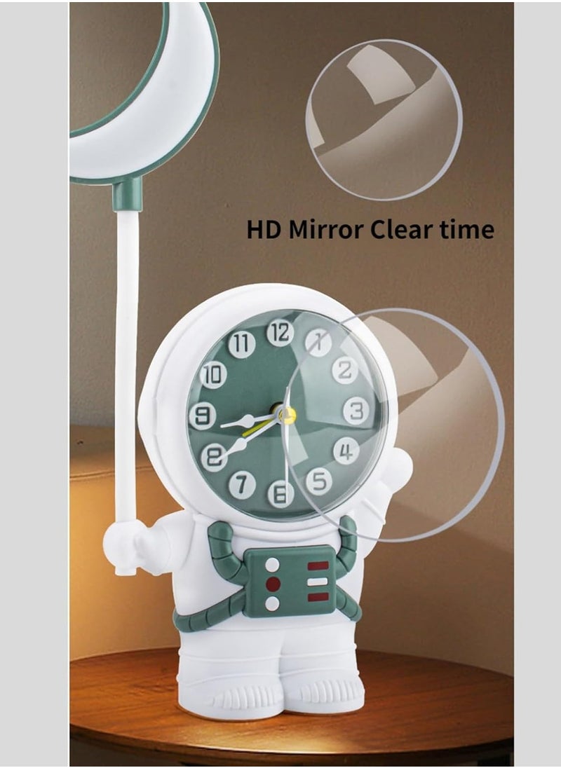 Generic Astronaut Rechargeable LED Table Lamp with Clock and Alarm Clock, Adjustable Study Desk Lamp with Pencil Sharpener, LED Table Reading Light and Night Light for Kids Room (Green)  - Image 3
