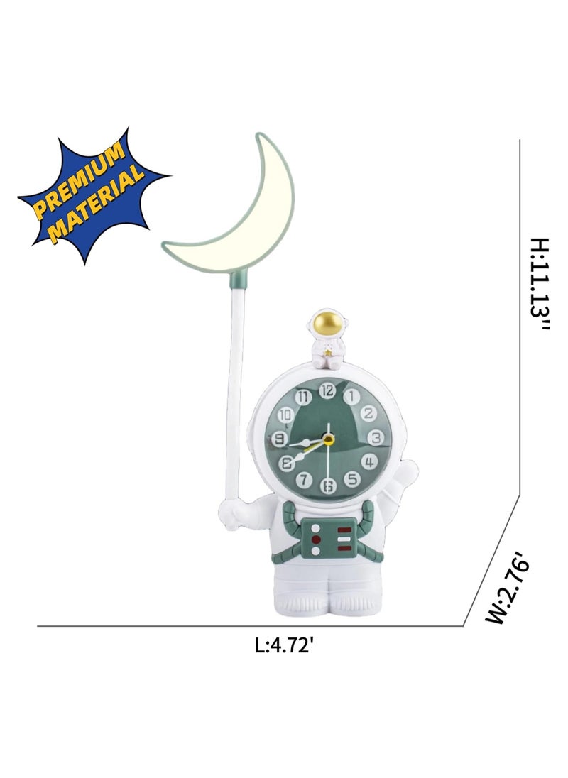 Generic Astronaut Rechargeable LED Table Lamp with Clock and Alarm Clock, Adjustable Study Desk Lamp with Pencil Sharpener, LED Table Reading Light and Night Light for Kids Room (Green)  - Image 2