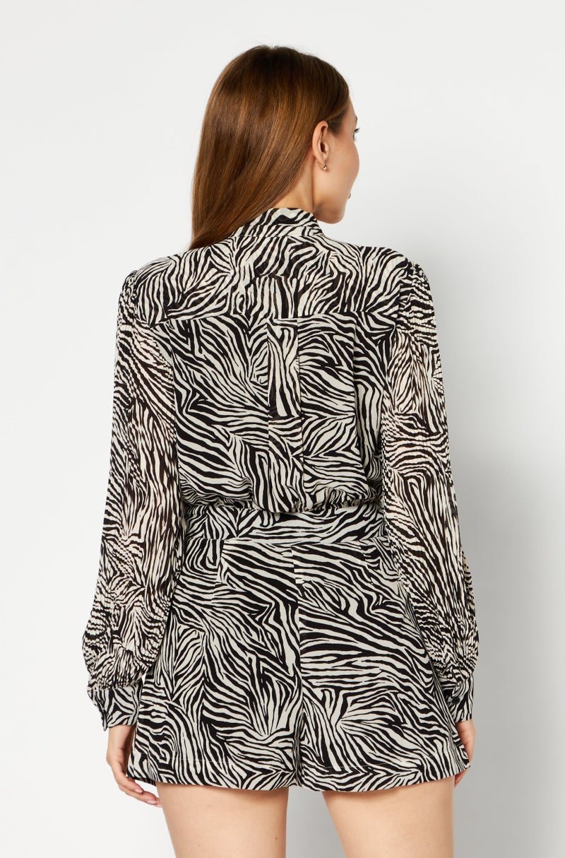 Michael Kors Women Animal Pattern Long Sleeves Playsuits , White  - Image 4