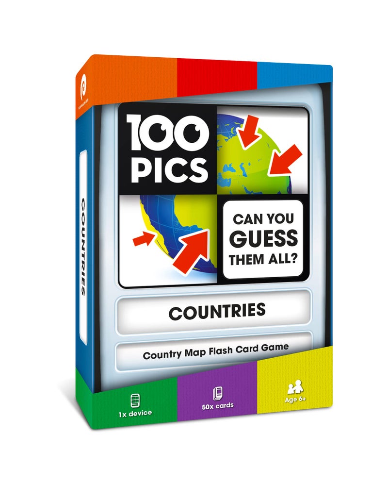 100 PICS Countries of The World Travel Game - Learn 100 Countries | Flash Cards with Slide Reveal Case | Geography Card Game, Gift, Stocking Stuffer | for Kids and Adults | Ages 6+ - Image 1