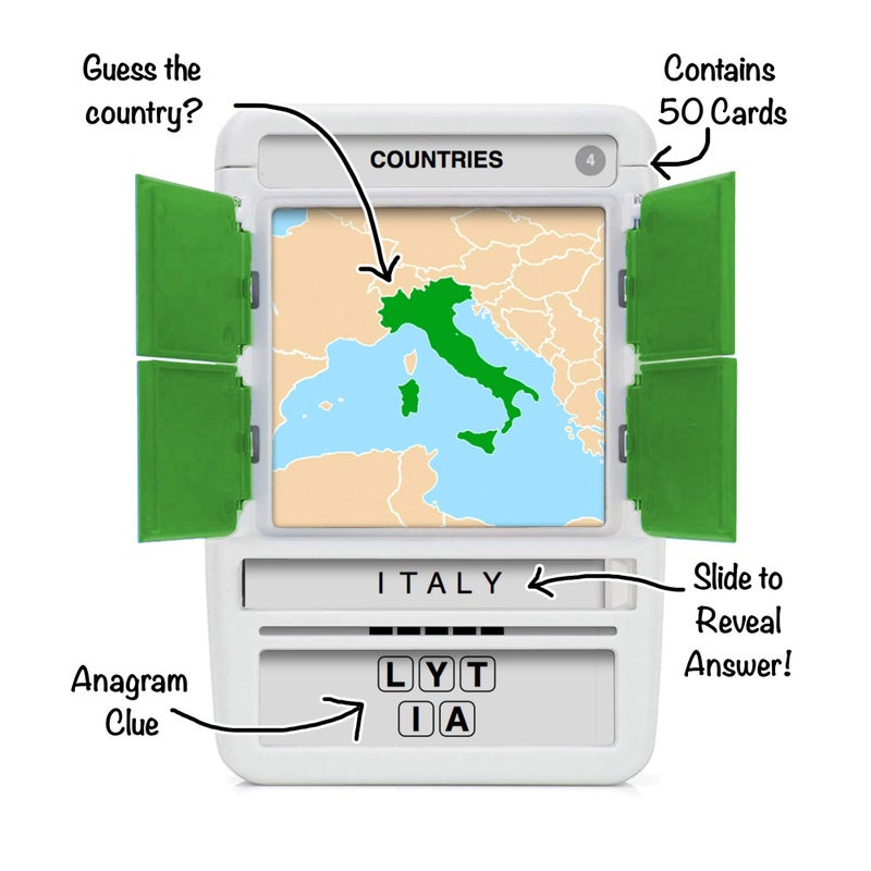 100 PICS Countries of The World Travel Game - Learn 100 Countries | Flash Cards with Slide Reveal Case | Geography Card Game, Gift, Stocking Stuffer | for Kids and Adults | Ages 6+ - Image 2