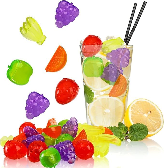 Clickswift Reusable Multi Fruits Shaped Plastic Freezable Ice Cubes for Cocktail, Whiskey, Beverages, to Chill Drinks, Washable Refreezable Ice Cubes, Bar Accessories, BPA Free, 24 Pcs (Multicolor) - Image 2