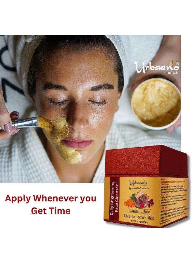 Urbaano herbal Ayurveda Concepts Herbal Skin Care Face Brightening Cleanser, Scrub, Mask 3-in-1 Instant Glow, Tan & Blackhead Remover, for All Skin Type, 100% Vegan Natural - 105gm + 50gm Multani Mittti - Image 5