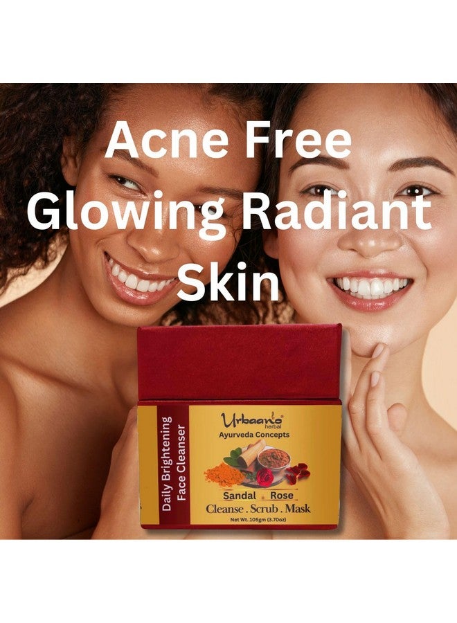 Urbaano herbal Ayurveda Concepts Herbal Skin Care Face Brightening Cleanser, Scrub, Mask 3-in-1 Instant Glow, Tan & Blackhead Remover, for All Skin Type, 100% Vegan Natural - 105gm + 50gm Multani Mittti - Image 4