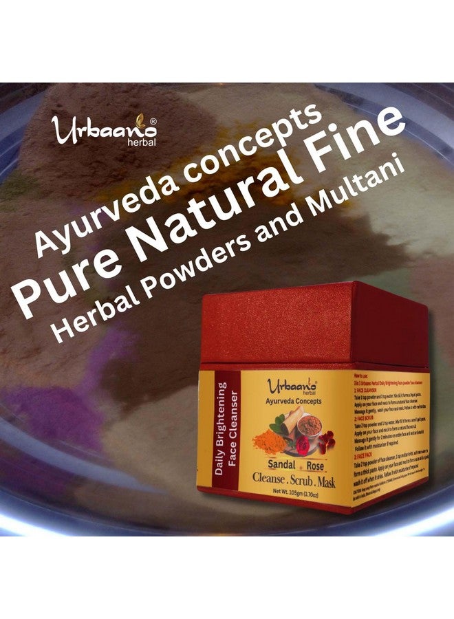 Urbaano herbal Ayurveda Concepts Herbal Skin Care Face Brightening Cleanser, Scrub, Mask 3-in-1 Instant Glow, Tan & Blackhead Remover, for All Skin Type, 100% Vegan Natural - 105gm + 50gm Multani Mittti - Image 2