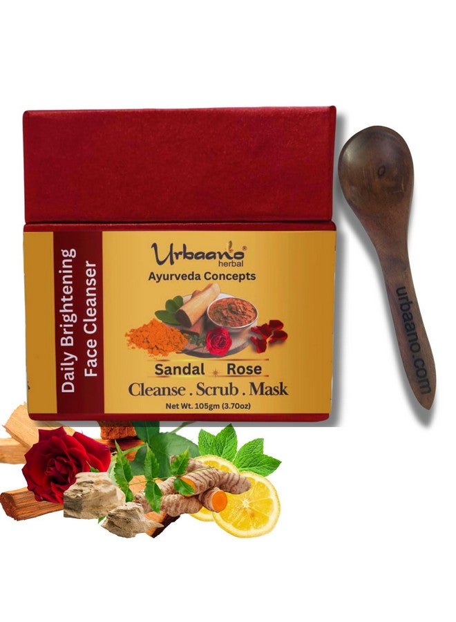 Urbaano herbal Ayurveda Concepts Herbal Skin Care Face Brightening Cleanser, Scrub, Mask 3-in-1 Instant Glow, Tan & Blackhead Remover, for All Skin Type, 100% Vegan Natural - 105gm + 50gm Multani Mittti - Image 1