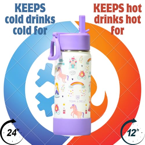 TOM  BELL TOM & BELL Insulated Water Bottle for Kids 500ml,Double Wall Water Bottle for School, Sipper Bottle,Hot and Cold, Premium 304 Stainless Steel (Lil princess, 500ml) - Image 3