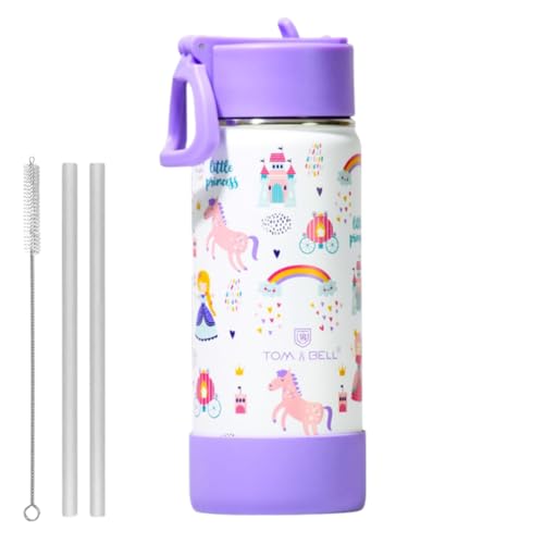 TOM  BELL TOM & BELL Insulated Water Bottle for Kids 500ml,Double Wall Water Bottle for School, Sipper Bottle,Hot and Cold, Premium 304 Stainless Steel (Lil princess, 500ml) - Image 1