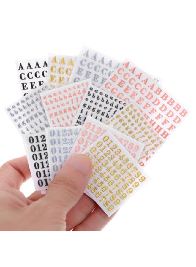 LLOUSSAK 12Sheets Small Letter Stickers 0102 Mini Alphabet Stickers SelfAdhesive Epoxy Tiny Number Letter Stickers Letter Stickers Small Decals for Scrapbooking Nails Manicure DIY Crafts 4Colors - Image 1