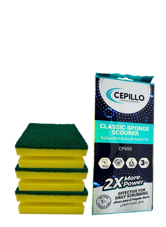 CEPILLO 6Pcs Kitchen Cleaning Set | 1pcs High Foam Sponge Scourer/Sponges | 2Pcs Metallic Scouring Scrubbers | 3Pcs Classic Sponge Scourer/Dishwashing Sponges For Kitchen  - Image 4